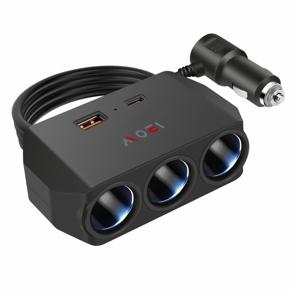 Heavy Equipment Freeport - 強力な120W車載充電器、QC3.0対応、3つのUSBポートと3つのACソケット搭載、12V/24Vの車、トラック、大型機械に対応