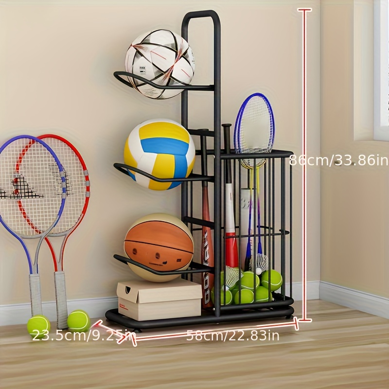 Heavy Equipment Company - 頑丈なボール収納ラックオーガナイザー - スポーツ用品用の耐久性のある鉄製メッシュバスケット