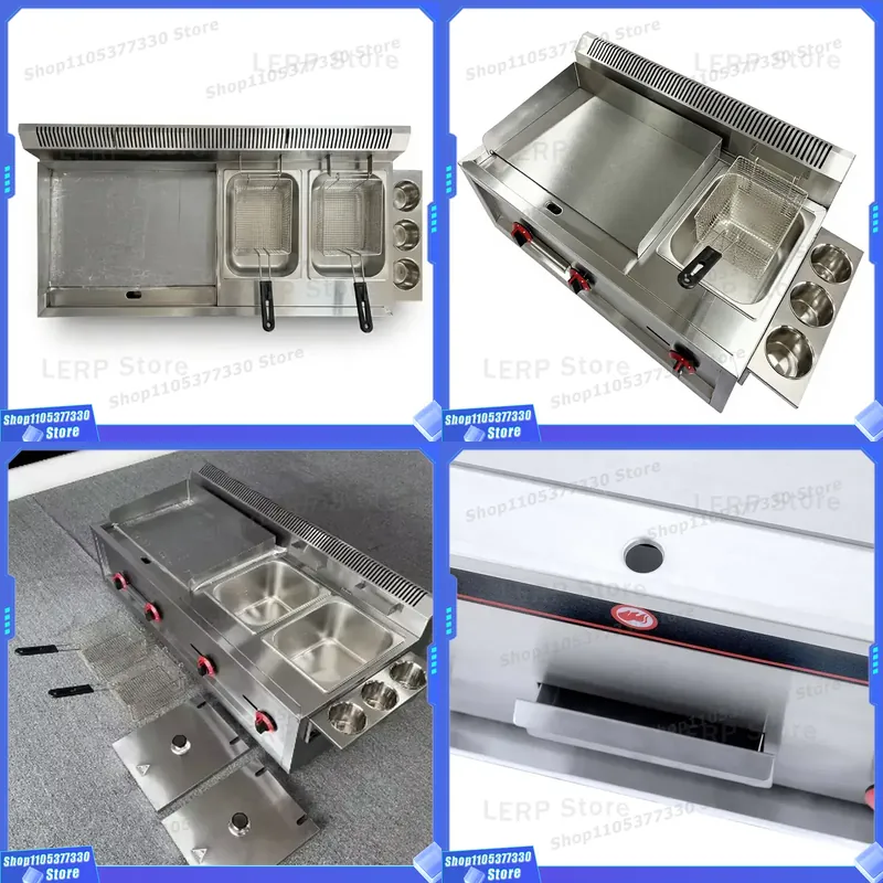 Heavy Equipment In Kitchen - 業務用ステンレス製ガス式フライパン。2つの溝が付いたフラットフライヤーで、レストランの厨房設備に最適。工場直販価格で、耐久性に優れています。