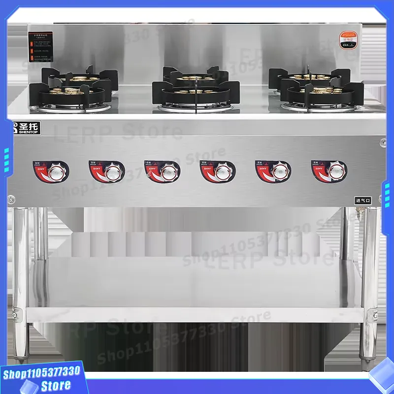 Heavy Equipment In Kitchen - 業務用6口ガスコンロ、卓上型レストラン厨房機器、頑丈な調理器具ブラケット、プロのシェフ向け