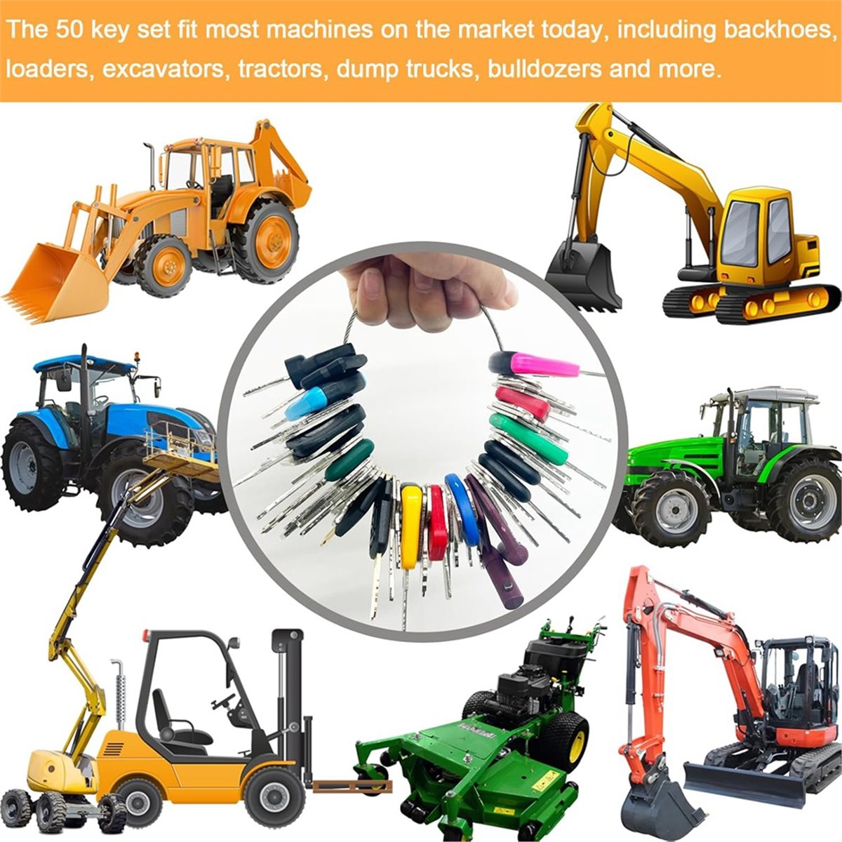 重機用キーマスターセット50個、CATケース用建設業者用イグ - Heavy Equipment Keys Master Set のレビューと価格