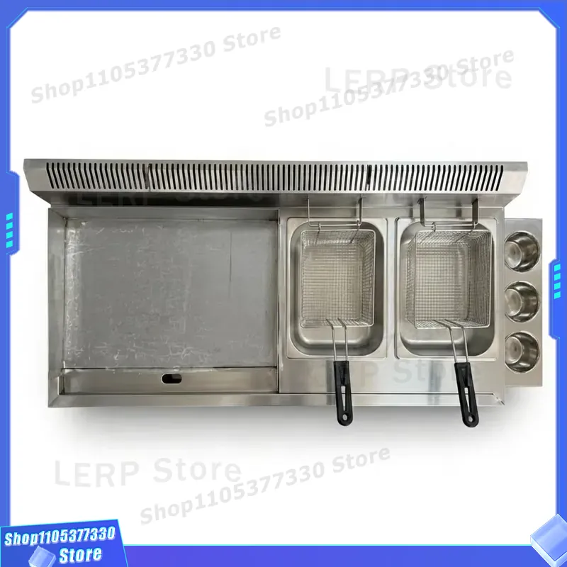 業務用ステンレス製ガス式フライパン。2つの溝が付いたフラット - Heavy Equipment In Kitchen のレビューと価格