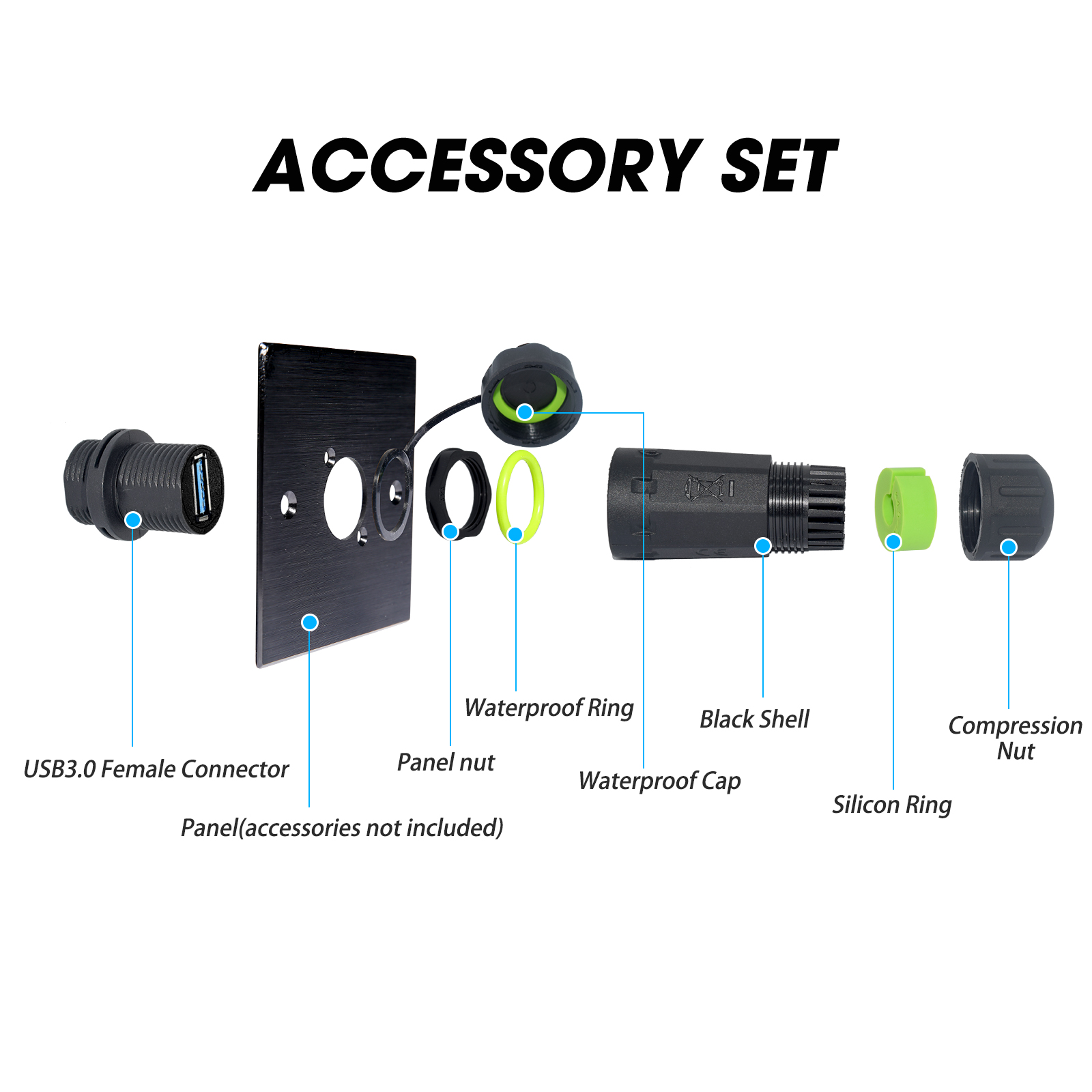 IP68防水ナイロンUSB3.0パネルマウントコネクタ、ヘビ - Heavy Equipment Freeport のレビューと価格